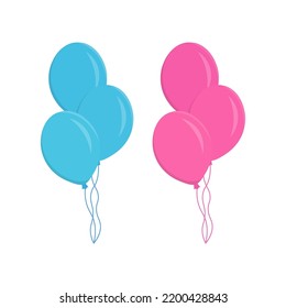 Blue and pink balloons. Vector illustration.