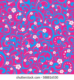 Blue and pink beautiful flower background. Vector Illustration