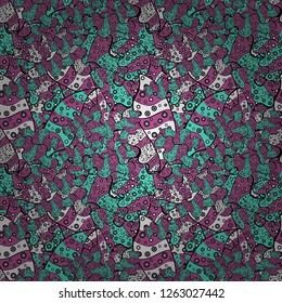 Blue, pink and black on colors. Doodles pattern for wrapping paper. Abstract nice background. Vector illustration.