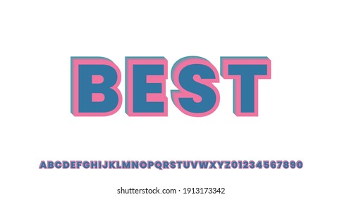 Blue and pink bold 3d text effect, suitable for flyer, poster, headline, logotype, monogram