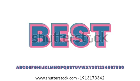 Blue and pink bold 3d text effect, suitable for flyer, poster, headline, logotype, monogram