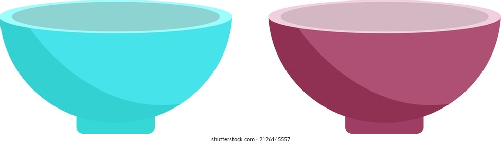 Blue and pink bowl, illustration, vector on a white background.