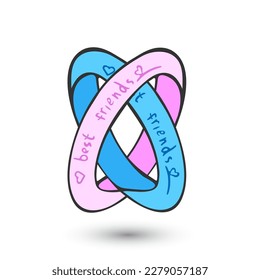 Blue and pink bracelets for friendship day.Bracelets with the inscription best friends.