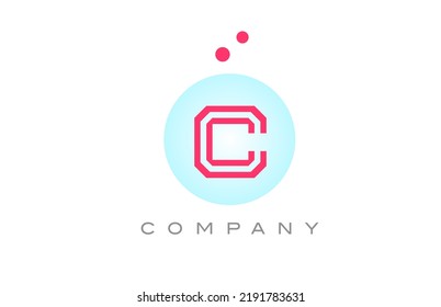 blue pink C alphabet letter logo icon design with dots. Creative template for company and business