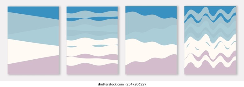 Blue and pink card set. Abstract design bundle. Vector illustration for banner, poster.