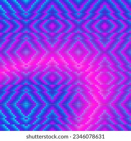 Fondo de movimiento de degradado circular azul y rosa con efecto de curvatura holográfica pixelado