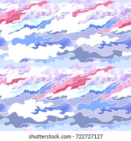 blue pink clouds pattern vector