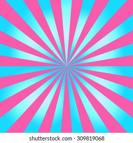 Blue And Pink Color Burst Background Or Sun Rays Background. Vector Illustration