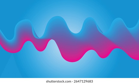 Diseño de fondo de línea de onda de combinación de colores azul y rosa. Diseño de fondo de onda sobre fondo de color azul claro.