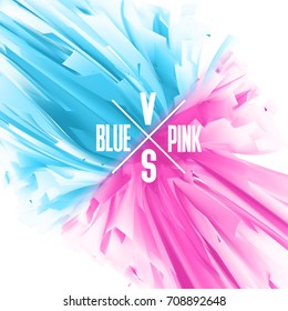 Blue and Pink color versus abstract background. Balance of masculine and feminine principles. Confrontation between man and woman concept illustration.