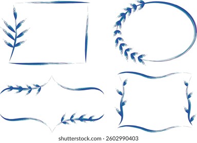 blue pink colorful abstract creative decorative borders set