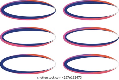 blue pink colorful abstract thick ellipses set vector