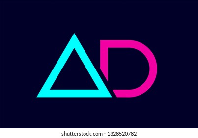 blue pink colorful alphabet letter logo combination ad a d design suitable for a company or business