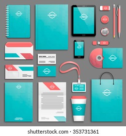 Blue Pink Corporate identity template set. Business stationery mock-up with logo. Branding design. 