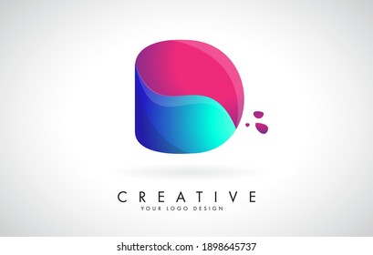 Blue and Pink creative letter D Logo Design with Dots. Friendly Corporate Entertainment, Media, Technology, Digital Business vector design with drops. 