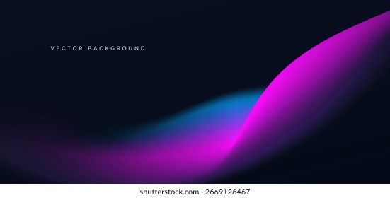 Gradiente de curva azul e rosa em plano de fundo escuro. Você pode usar banner, brochura, apresentação. Ilustração vetorial