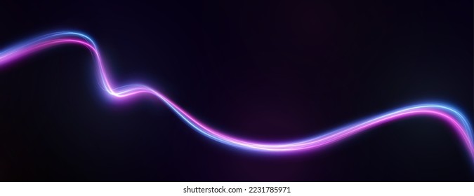 Blue, pink curved light line, rope, tape. Smooth festive neon line with light effects. Element for your design, advertising, postcards, invitations, screensavers, websites, games.	
