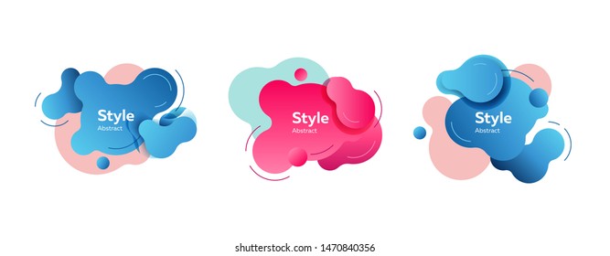 Blue and pink design shapes. Dynamical colored forms. Gradient banners with flowing liquid shapes. Template for design of invitation, business card or presentation. Vector illustration