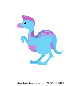 Blue and pink dinosaur illustration. Creature, colored, animal. Nature concept. Vector illustration can be used for topics like history, school, kid books