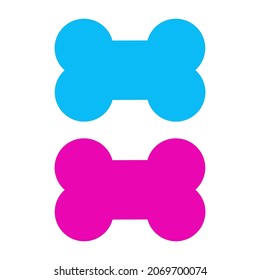 Blue and pink dog bone on a white background. Isolated vector illustration and clipart.