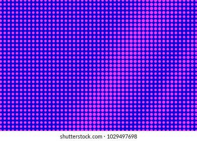 Blue pink dotted halftone. Diagonal rough dotted gradient. Half tone vector background. Artificial texture. Pink dot on blue backdrop. Violet pop art design template. Glitch halftone texture