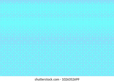 	
Blue pink dotted halftone. Subtle regular dotted gradient. Half tone vector background. Artificial texture. Pink dots on cyan backdrop. Modern pop art design template. Glitch halftone texture