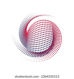 a blue and pink dotted line on a white background, a circular dot pattern with blue and pink colors, dot cmyk black gradient symbol logotype circular shape spiral halftone circle 