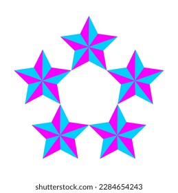 Blau und Rosa 5 Vektorsterne Symbol. 5 Sterne Illustrationssymbol.