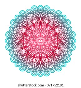 blue and pink floral ornament. circular pattern - vector illustration. eps 8