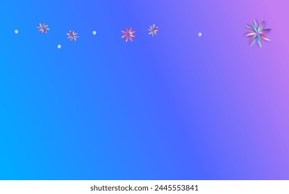 Blue and Pink Flower Party Blue Background. Light Hibiscus Flyer. Minimal Gradient Pattern. Color Petal Abstract Brochure.