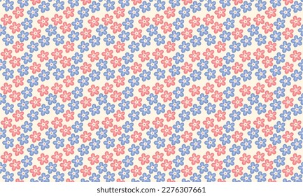 Patrón de flores azul y rosa 