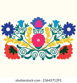 Blue and pink flower from suzani rug-home interior element. Cute flowers.Uzbekistan