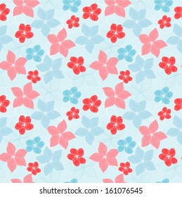 Blue and pink flowers