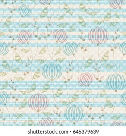 Blue and pink flowers seamless pattern. Abstract floral background. 