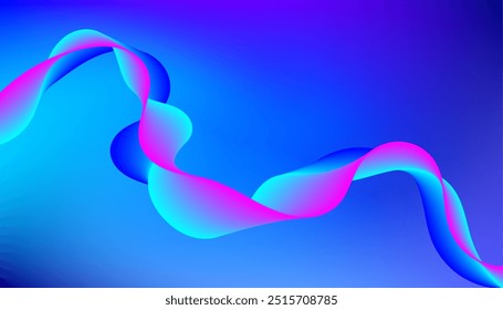 Blue and Pink Flowing Ribbon Vector
