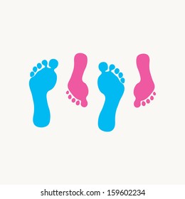 Blue and Pink Footprints