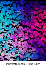 Blue and pink free form with line art texture