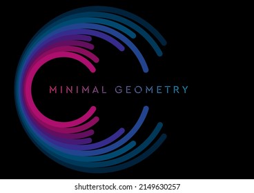 Blue pink futuristic abstract geometric background with round shapes. Retro vector design