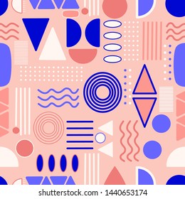 blue and pink geometric seamless pattern, perfect to use both on the web or in print for surface design