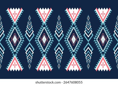 Blue pink geometry Native American Indian Style Traditional Navajo Ethnic Decoration Texttile