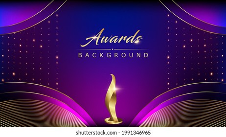Blue Pink Golden Shimmer Awards Graphics Background Celebration. Entertainment Light Hollywood Bollywood Template Nomination Luxury Premium Corporate Abstract Design Template Banner Trophy Certificate
