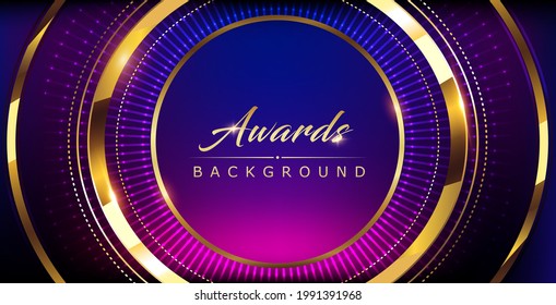 Blue Pink Golden Shimmer Awards Graphics Background Circle Round Sphere Ring Celebration Entertainment Light Template Frame Line Luxury Premium Corporate Abstract Design Template Banner Certificate