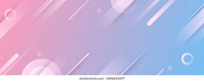 Blue and pink gradation banner background,abstract,memphis.Vetor