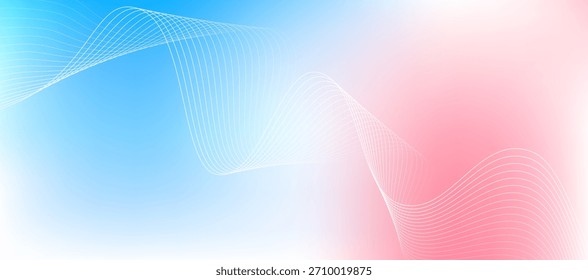 Fondo abstracto degradado azul y rosa con líneas onduladas fluidas y suaves. Diseño moderno suave perfecto para Anuncios, presentaciones, temas tecnológicos y proyectos digitales creativos.
