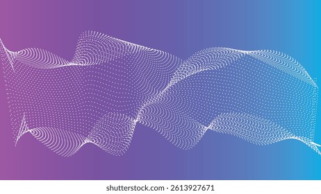 Blue and pink gradient dynamic colorful flowing line wave design element. Abstract wavy lines blue gradient vector line blend element.