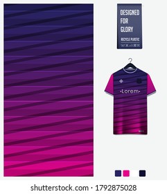 Blue Pink gradient geometry shape abstract background. Fabric textile pattern design: soccer jersey, football kit, racing, e-sport, sport uniform. T-shirt mockup template design. Vector Illustration.