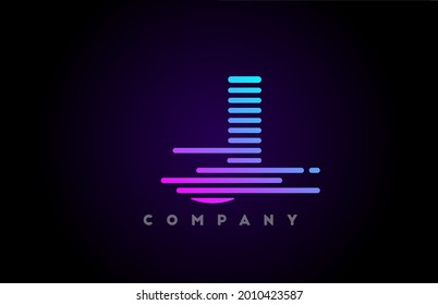 blue pink gradient lines J alphabet letter logo icon for company and business. Simple line design for vector template and corporate