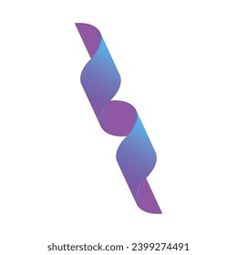 Blue pink gradient ribbon on white background. Vector illustration. Ready for your design. Greeting card, holiday, gift.