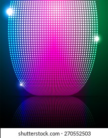 blue pink green Abstract light lamps background for Technology computer graphic website internet and business. Screen on stage. Vector illustration. Spot Effect. neon. point. dot