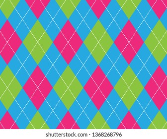 Blue, Pink And Green Argyle Background